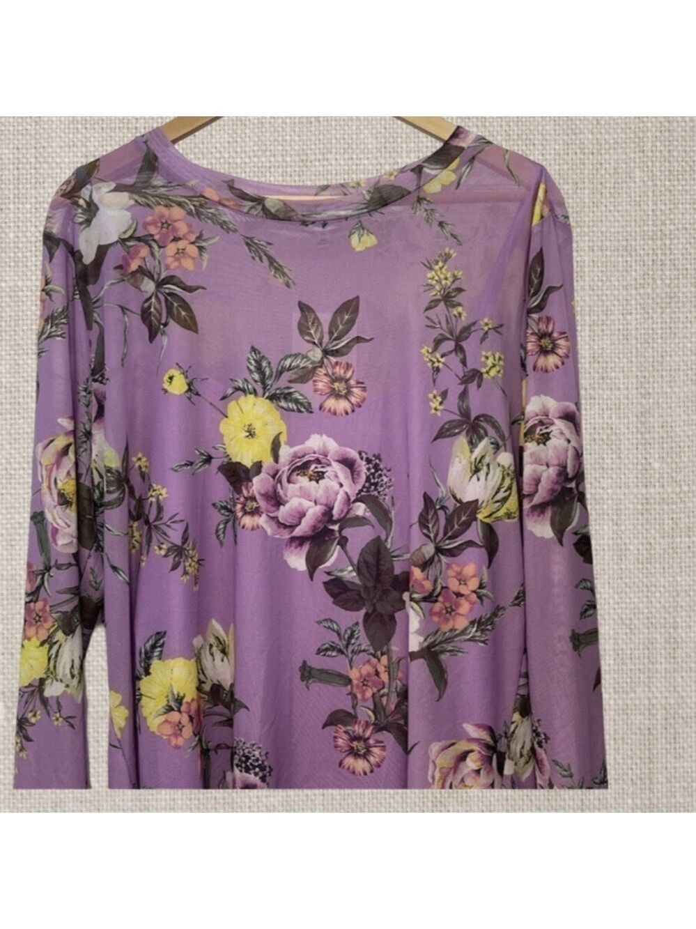 Love, Fire Women's Plus Size Long Sleeve Print Sheer Blouse Top NWT Size 1X